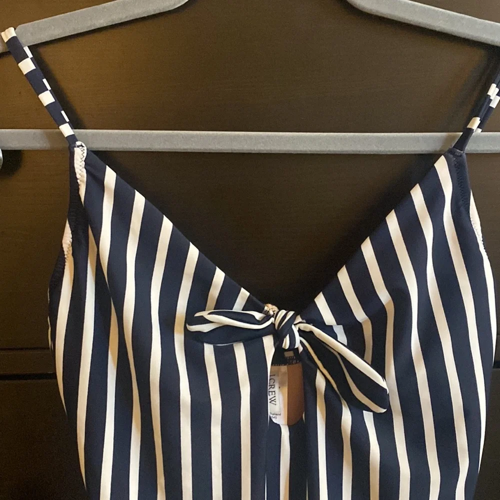 J. Crew Navy and White Striped One-Piece Swimsuit